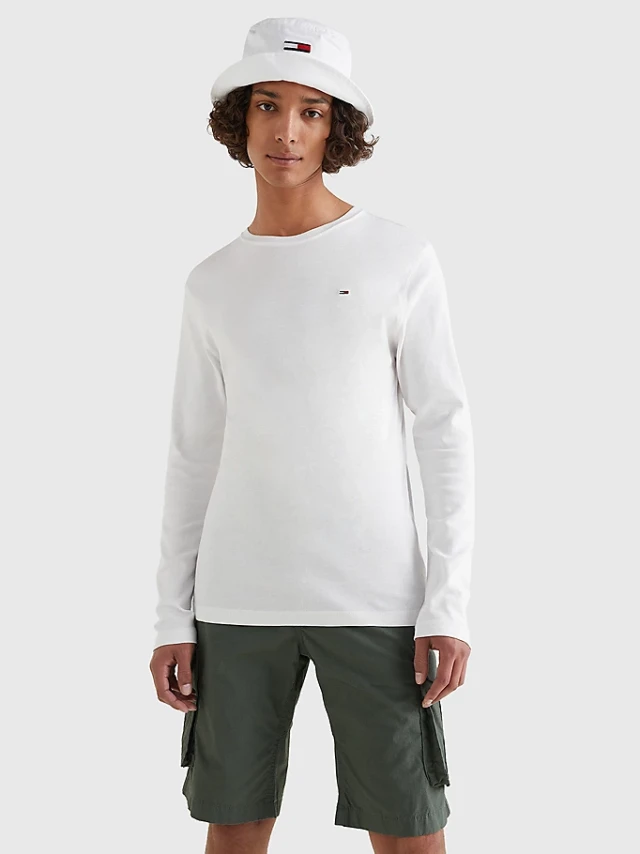 Tommy Hilfiger Tjm Original Rib Longsleeve Tee Ανδρικη Μπλουζα Λευκο