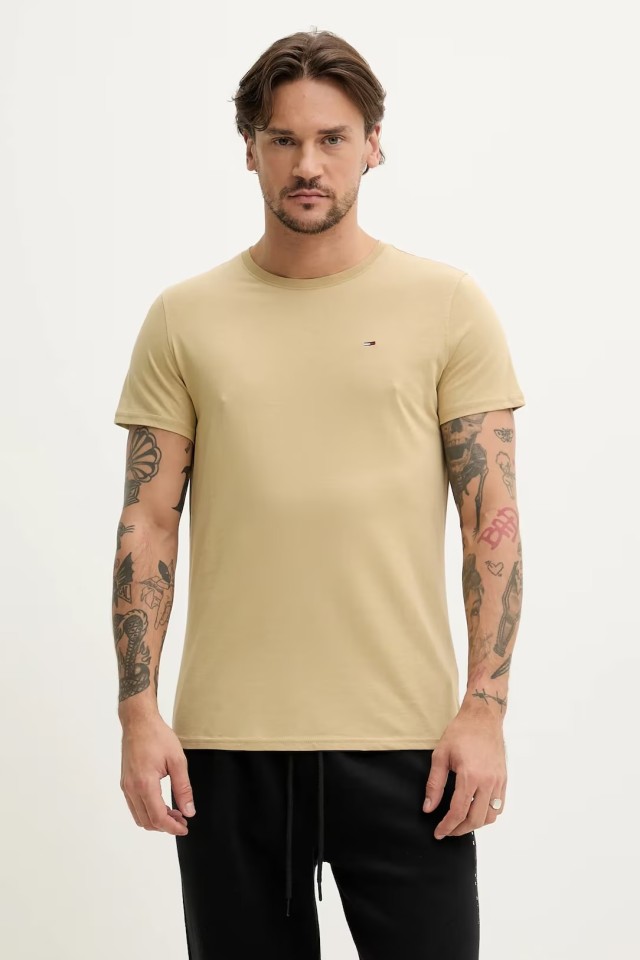 Tommy Hilfiger Tjm Xslim Jersey Tee Ανδρική Μπλούζα Μπεζ