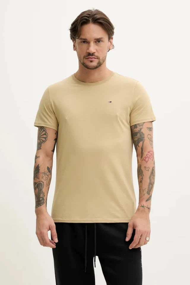 Tommy Hilfiger Tjm Xslim Jersey Tee Ανδρική Μπλούζα Μπεζ