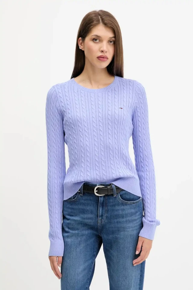 Tommy Hilfiger Tjw Tjw Cable Essential Sweater Γυναικείο Πλεκτό Μωβ