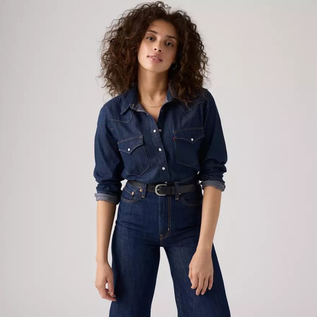 Levis The Ultimate Western Dark Indigo - Flat Finish Γυναικείο Πουκάμισο Τζιν