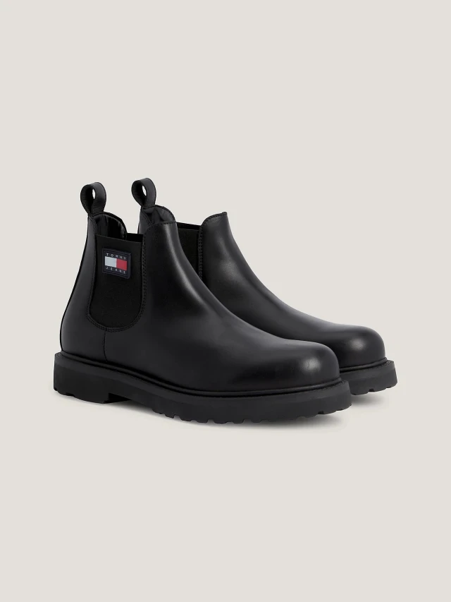 Tommy Hilfiger Tjm  Napa Leather Ανδρικά Μποτάκια Μαύρα