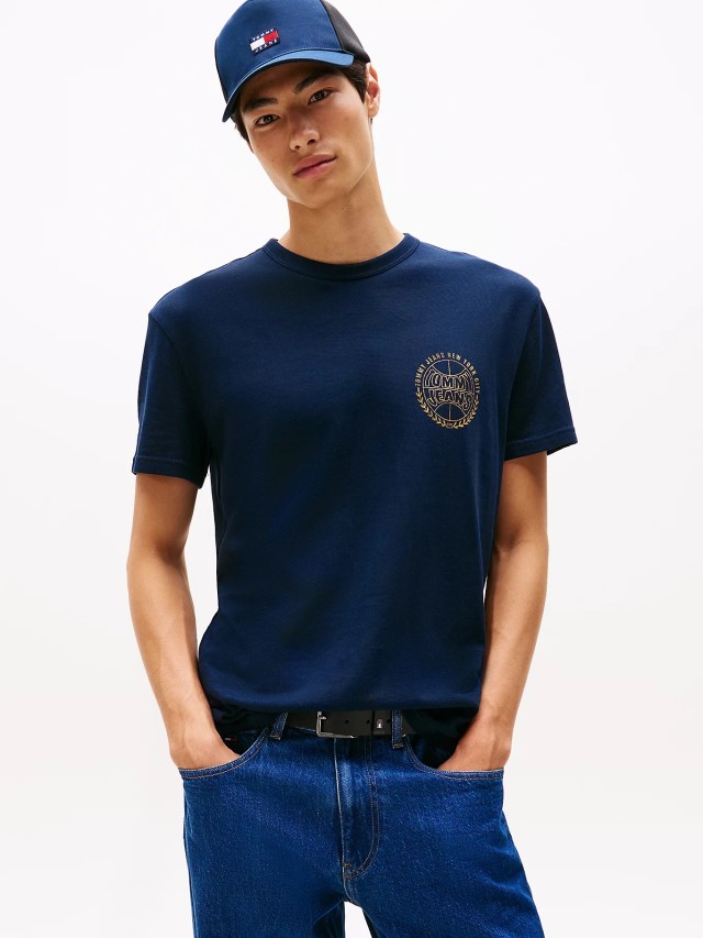Tommy Hilfiger Tjm Reg Bball Tee Ext Ανδρική Μπλούζα Μπλε