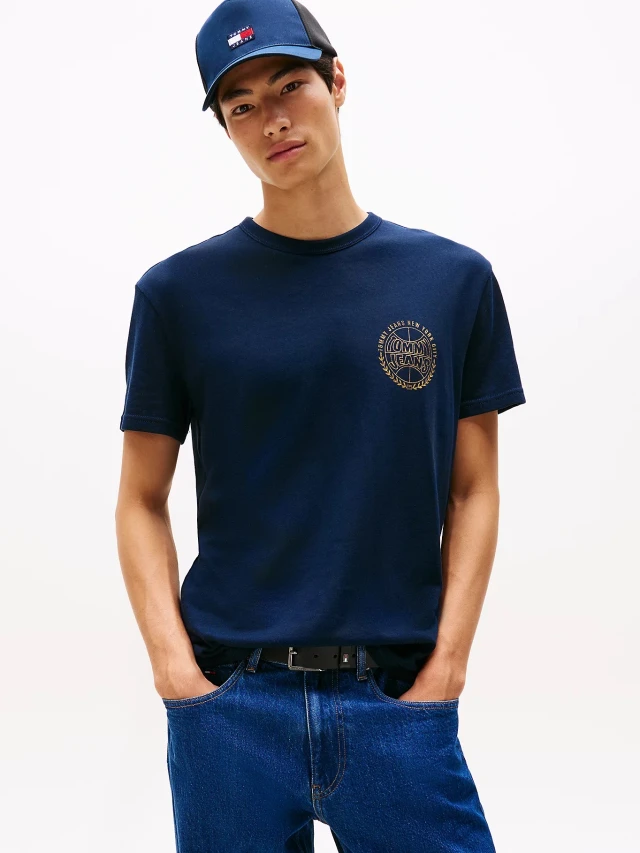 Tommy Hilfiger Tjm Reg Bball Tee Ext Ανδρική Μπλούζα Μπλε