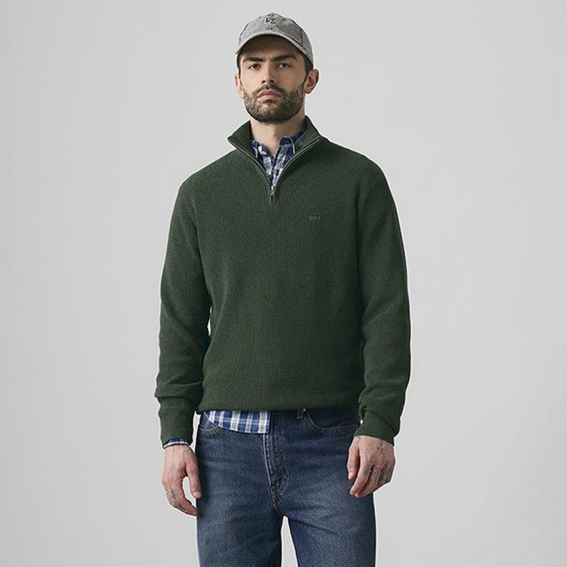 Levis Lightweight Hm Quarter Zip Greens Ανδρικό Πλεκτό Πράσινο