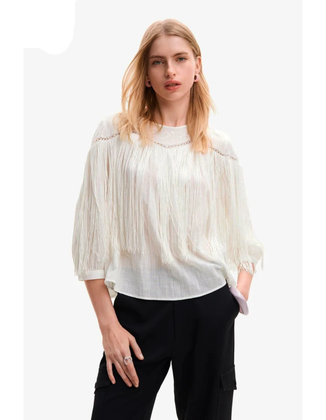 Desigual Blus_Anette Γυναικεία Μπλούζα Λευκή