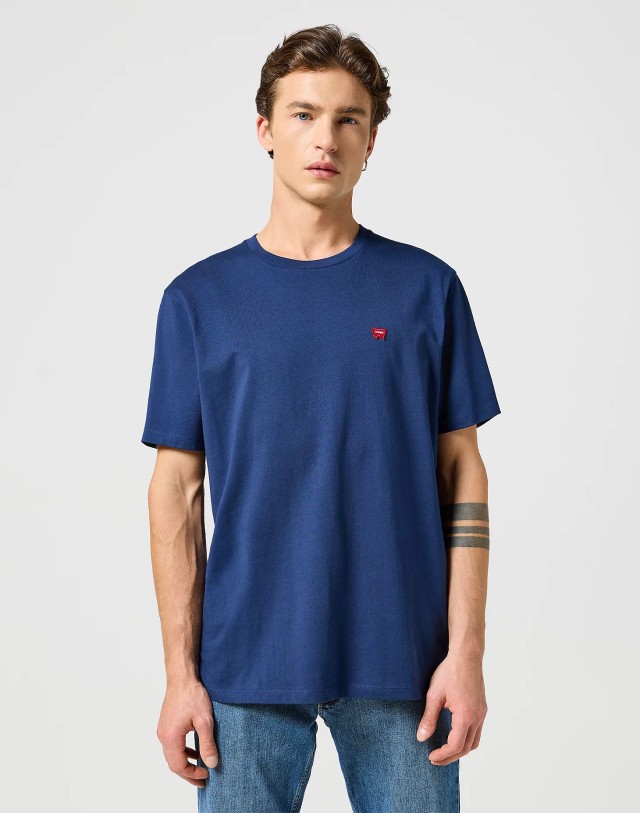 112350434 Wrangler Sign Off Tee Navy Ανδρική Μπλούζα Μπλε