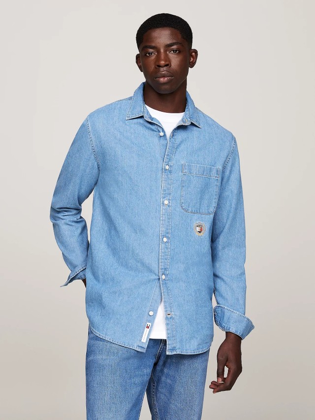 Tommy Hilfiger Tjm Reg Denim Crest Shirt Ανδρικό Πουκάμισο Tζιν