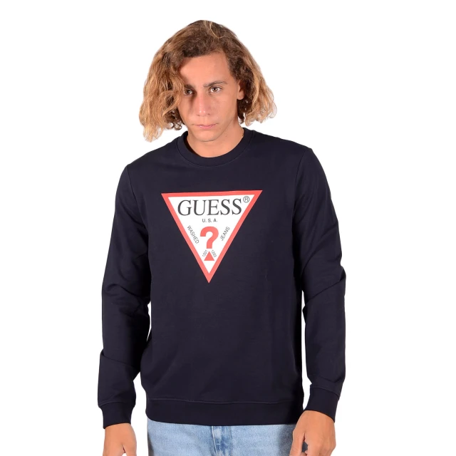 Guess Audley Cn Fleece Ανδρικο Φουτερ Μπλε