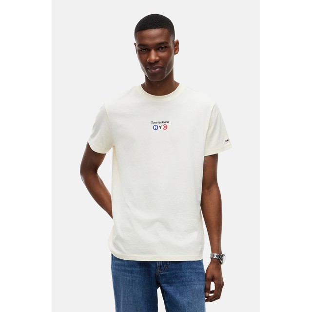 Tommy Hilfiger Tjm Slim Nyc Tee Ext Ανδρικη Μπλουζα Εκρου
