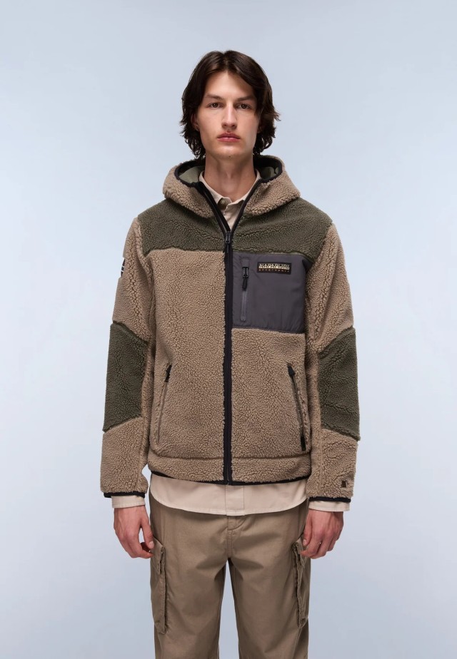 Napapijri Yupik Fzh 3 Cb Mcd Ανδρική Ζακέτα Fleece Multi Μπεζ