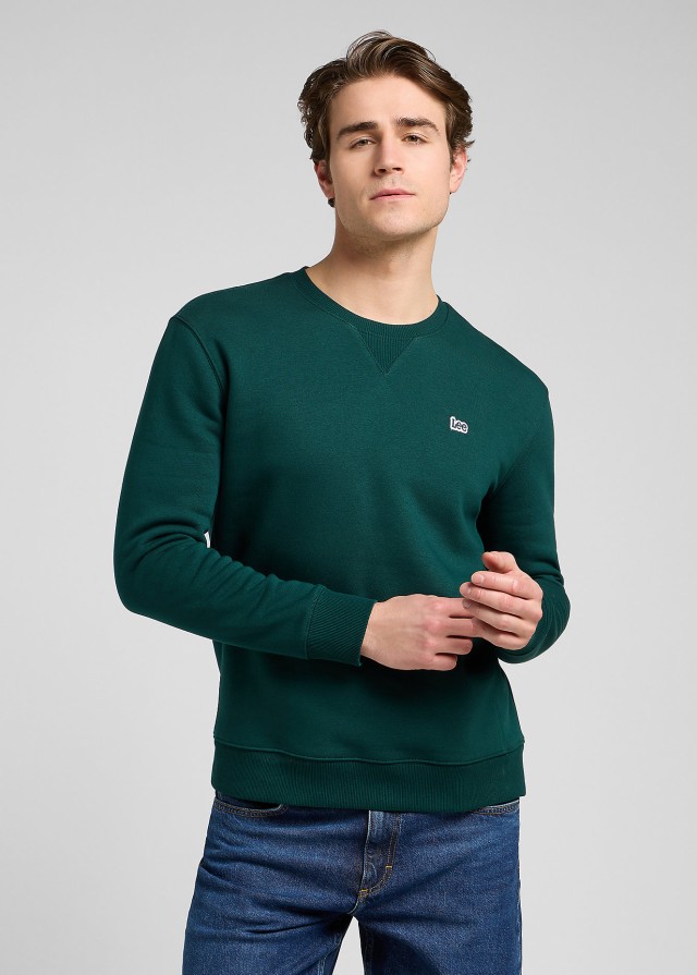 Lee Patch Crew Sws Jade Forest Ανδρικο Φουτερ Πράσινο