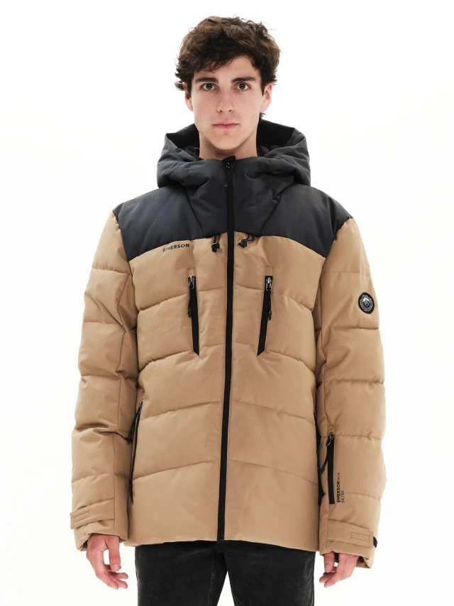 Emerson Mens P.p. Down Jacket With Hood Ανδρικο Μπουφαν Μπεζ