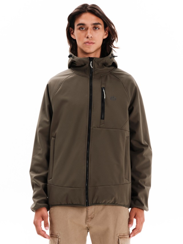 Emerson Mens Hooded Bonded Raglan Jacket Ανδρικό Μπουφάν Λαδι