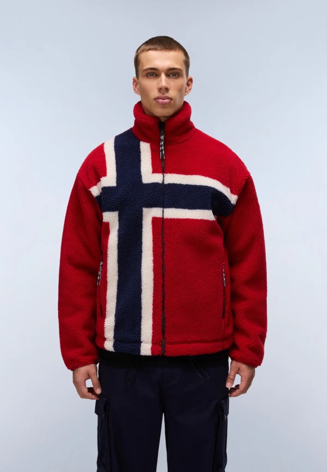 Napapijri T-Fiemme Aop Fz Ανδρικό Fleece Κόκκινο Multi color
