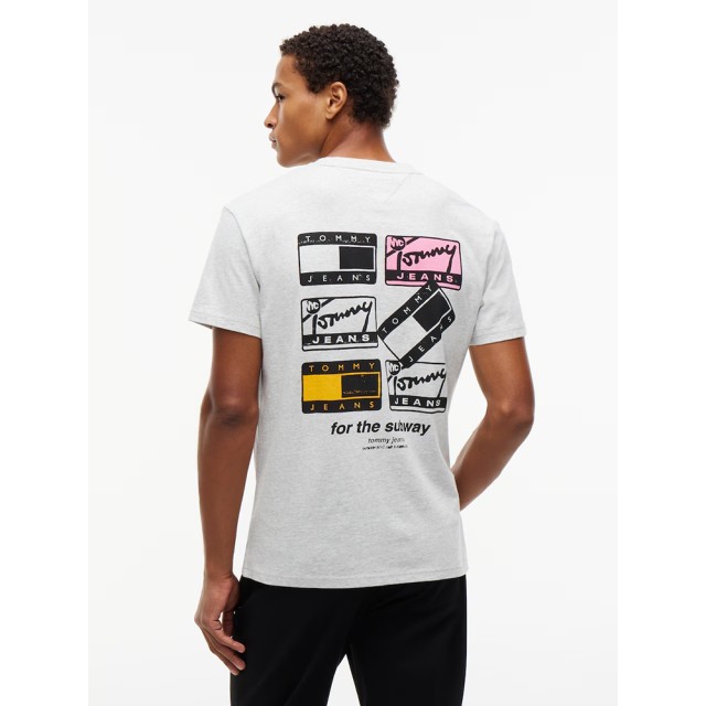 Tommy Hilfiger Tjm Reg Nyc Novelty Tee Ext Ανδρικη Μπλουζα Γκρι