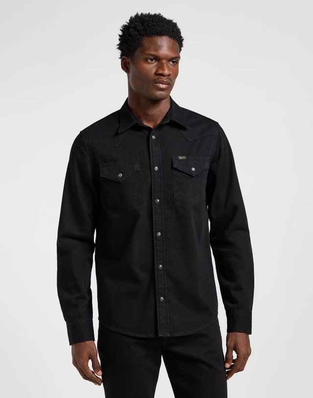 Lee Regular Western Shirt Black Ανδρικό Πουκάμισο Τζιν Μαύρο