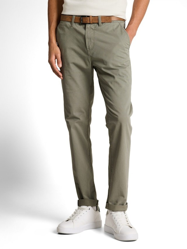 Tom Tailor Slim Chino With B Ανδρικό Παντελόνι Chino Λαδί