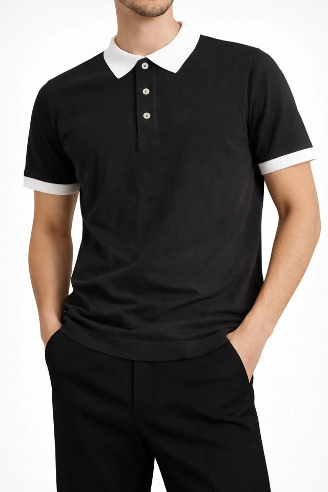 MarkUp Polo M/M Piquet Con Contrasti Ανδρική Μπλούζα Polo Μαυρο