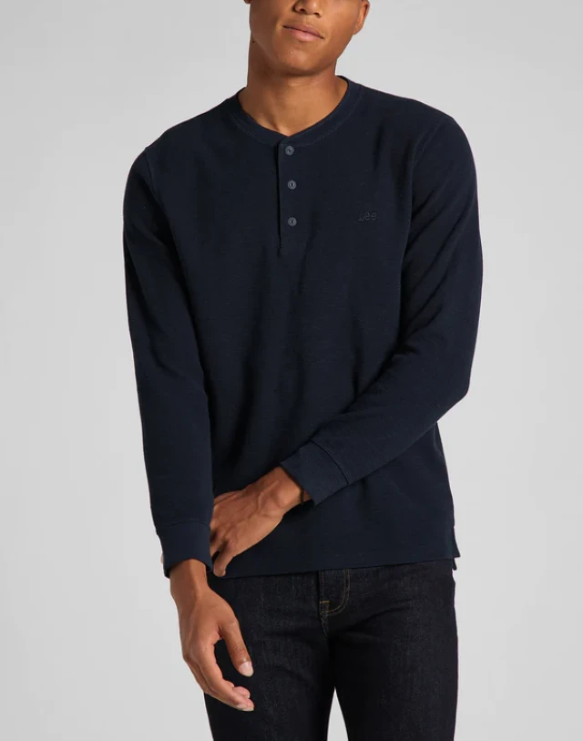 Lee Seasonal Henley Regular Fit Ανδρικη Μπλουζα Παππου Μπλε Σκουρο