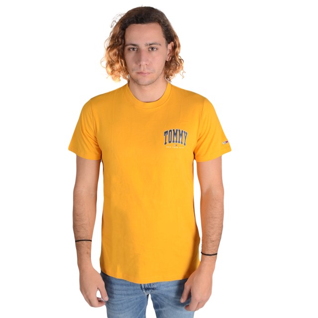 Tommy Hilfiger Tjm Chest College Graphic Tee Ανδρικη Μπλουζα Κιτρινη