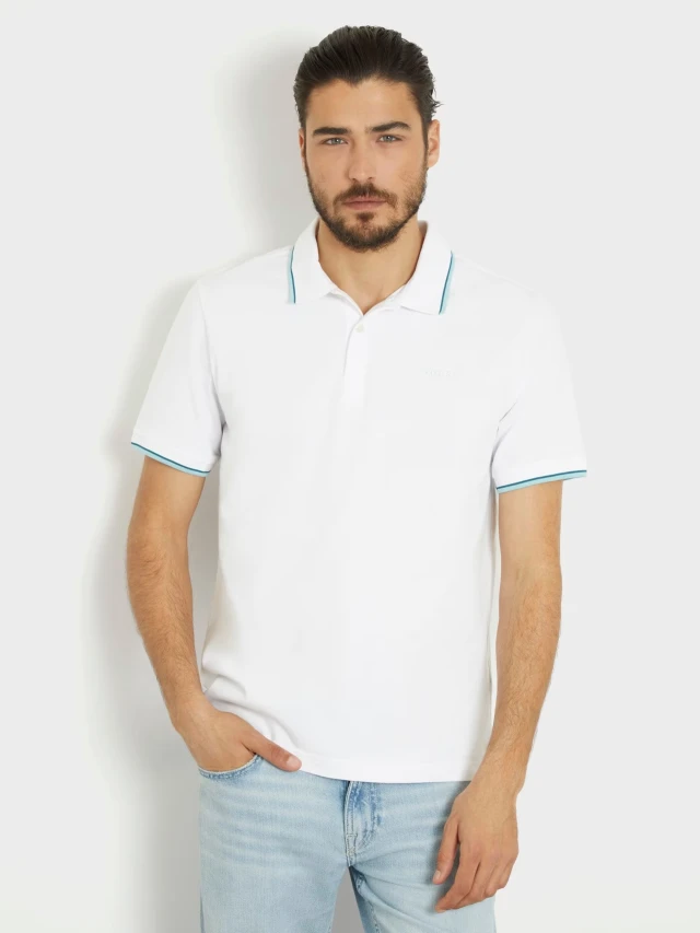 Guess Lyle Ss Polo Ανδρική Μπλούζα Polo Λευκή