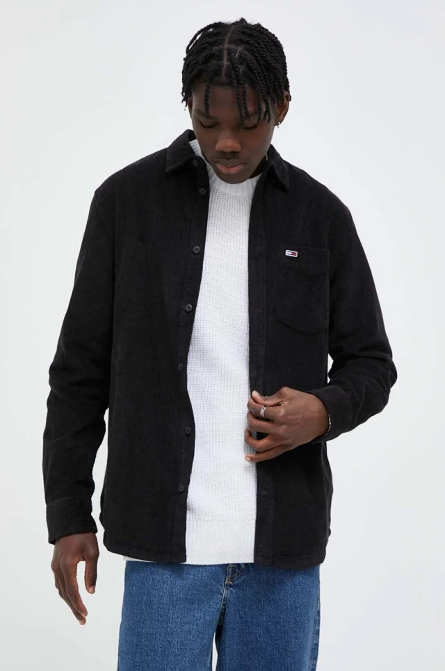 Tommy Hilfiger Tjm Rlx Corduroy Shirt Ανδρικό Πουκάμισο Κοτλέ Μαύρο