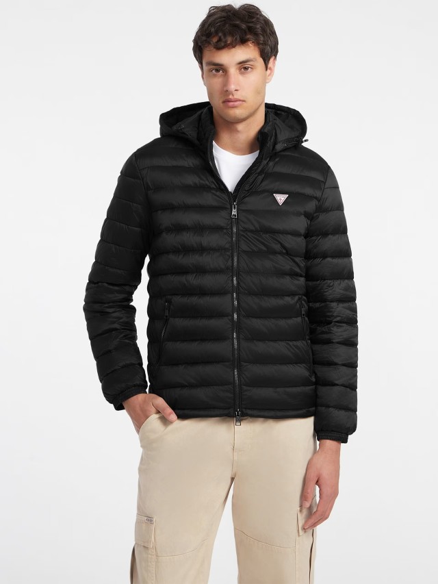 Guess Gj Hooded Puffer Ανδρικό Μπουφάν Μαύρο