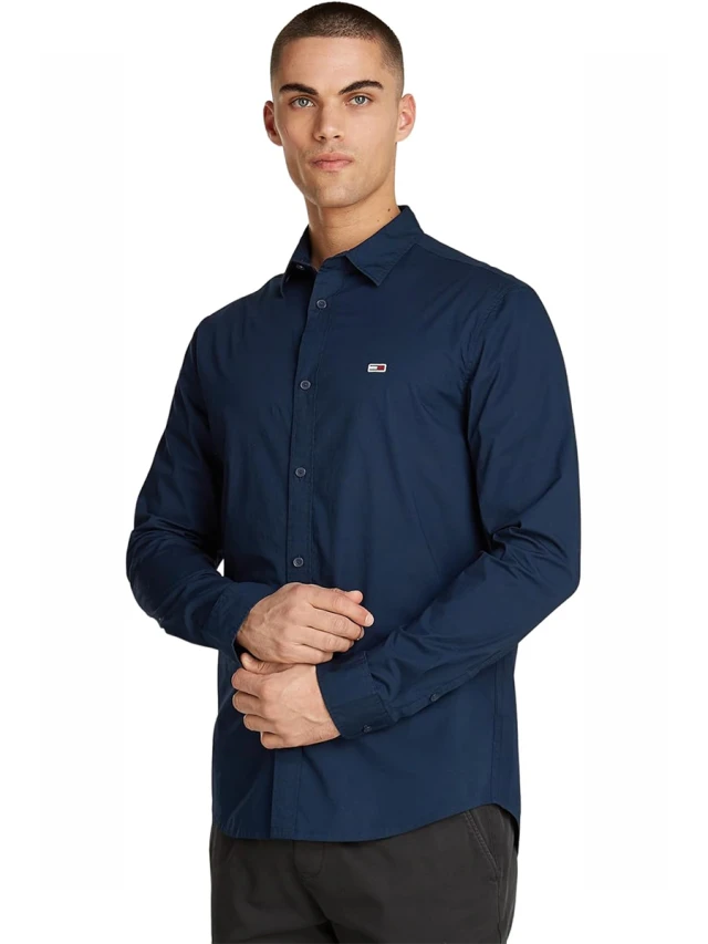 Tommy Hilfiger Tjm Entry Slim Poplin Shirt Ανδρικό Πουκάμισο Μπλε
