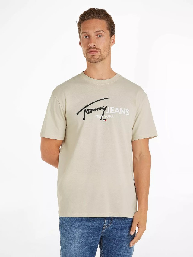 Tommy Hilfiger Tjm Reg Spray Pop Color Tee Ext Ανδρική Μπλούζα Εκρού