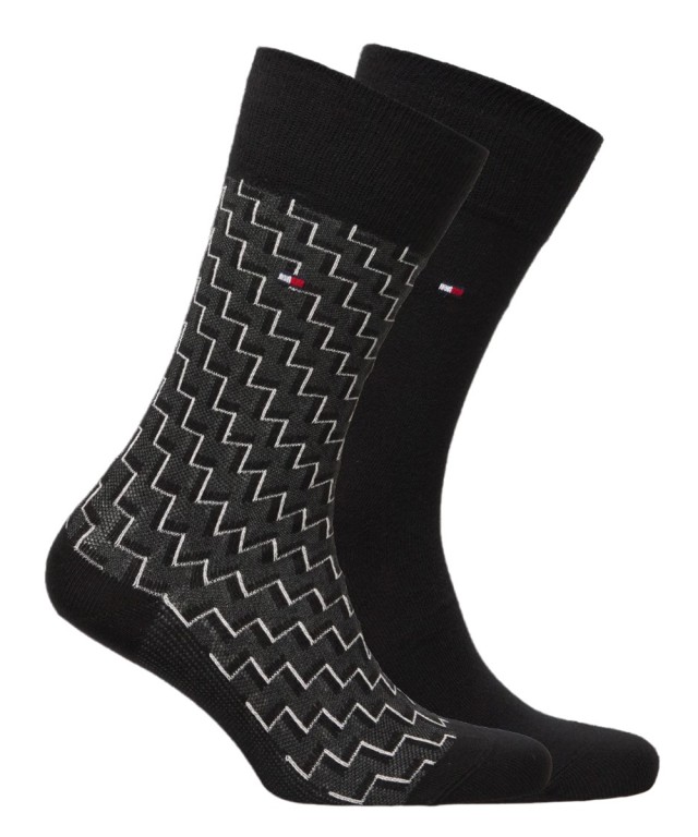 Tommy Hilfiger Th Men Sock 2p Graphic Ανδρικές Κάλτσες Μαύρες