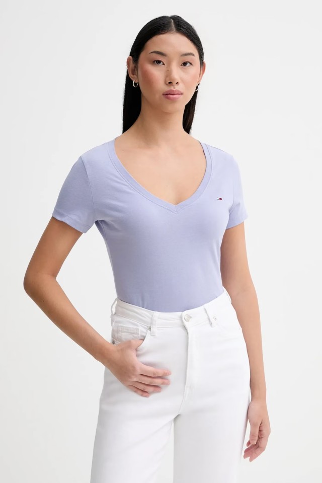 Tommy Hilfiger Tjw V-Neck Tee Γυναικεία Μπλούζα Μωβ