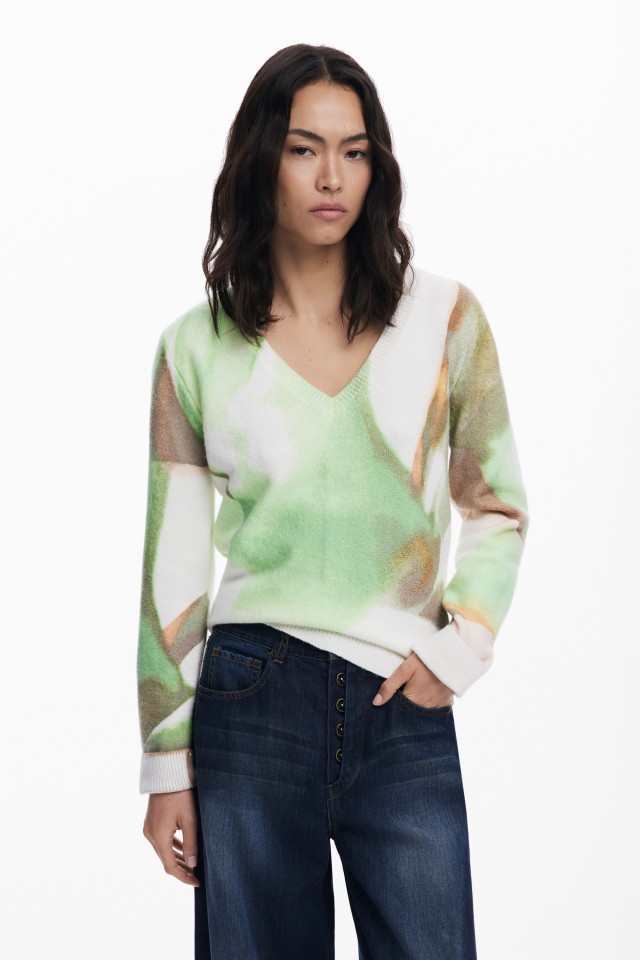 Desigual Jers_Oulu Γυναικείο Πλεκτό Multi Πράσινο