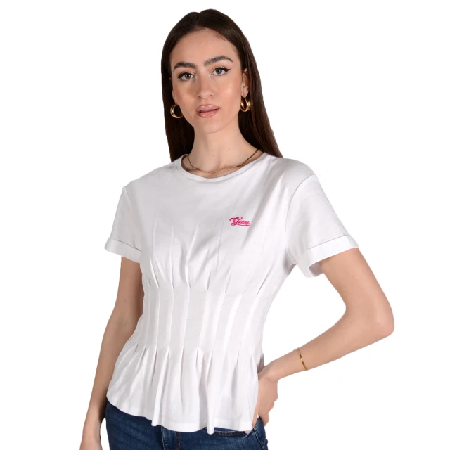 Guess Ss Cn Alyssa Tee Γυναικεια Μπλουζα Λευκη