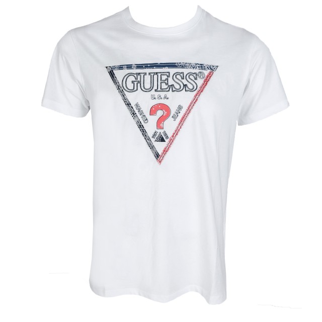 Guess Triesley Cn Ss Tee Ανδρικη Μπλουζα Λευκη