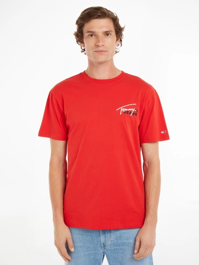 Tommy Hilfiger Tjm Clsc Graphic Signature Tee Ανδρική Μπλούζα Κόκκινη