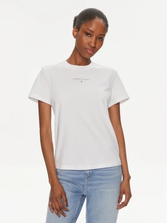 Tommy Hilfiger Tjw Reg Essential Logo + Tee Ext Γυναικεία Μπλούζα Λευκή