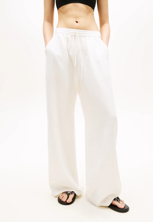 Tommy Hilfiger Tjw Essential Linen Pants Γυναικείο Λινό Παντελόνα Λευκη