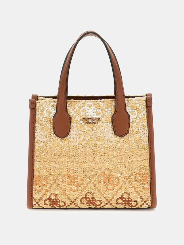 Guess Silvana 2 Comp Mini Tote Γυναικεία Τσάντα Μπεζ