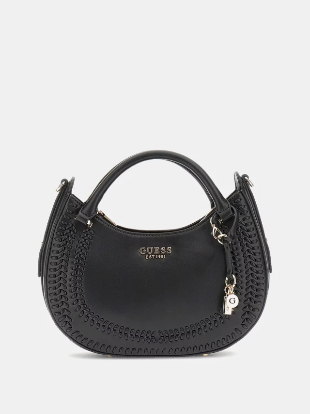 Guess Tatum Satchel Γυναικεία Τσάντα Μαύρη