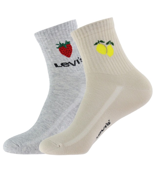 LEVIS  2-Pack HIGH MID CUT FRUIT GRAPHIC Καλτσες Γκρι-Μπεζ