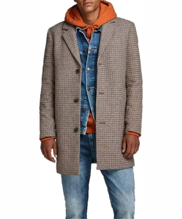 Jack And Jones Ανδρικο Παλτο Σκουρο Μπεζ