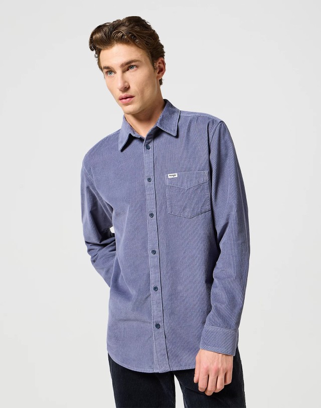 Wrangler 1 Pkt Corduroy Shirt Grisaille Ανδρικό Κοτλέ Πουκάμισο Μωβ