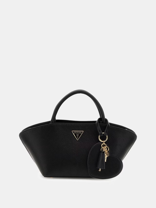 Guess Bolena Mini Satchel Γυναικεία Τσάντα Μαύρη