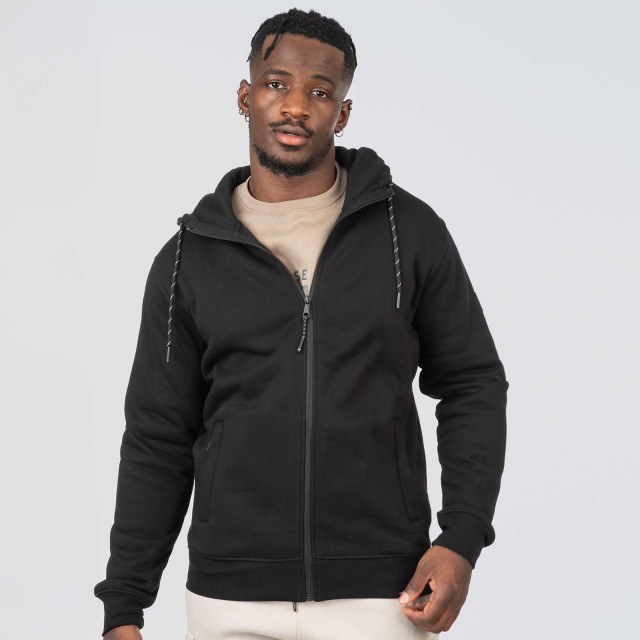 Rebase Ανδρικη Ζακετα Φουτερ Μαυρο