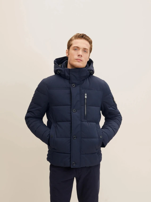 Tom Tailor Padded Jacket Ανδρικο Μπουφαν Μπλε