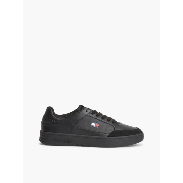 Tommy Hilfiger Tjm Cupsole Leather Ανδρικά Δερμάτινα Sneakers Μαύρα