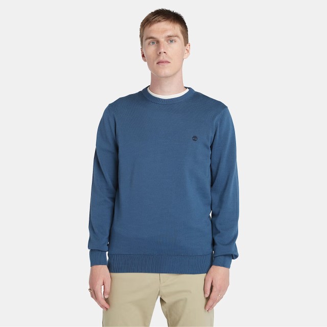 Timberland Williams River Cotton Yd Sweater Dark Denim Ανδρικό Πλεκτό Μπλε