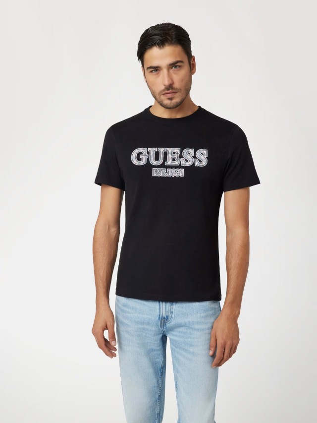 Guess Ss Cn Guess Box Logo  Ανδρική Μπλούζα Μαύρη