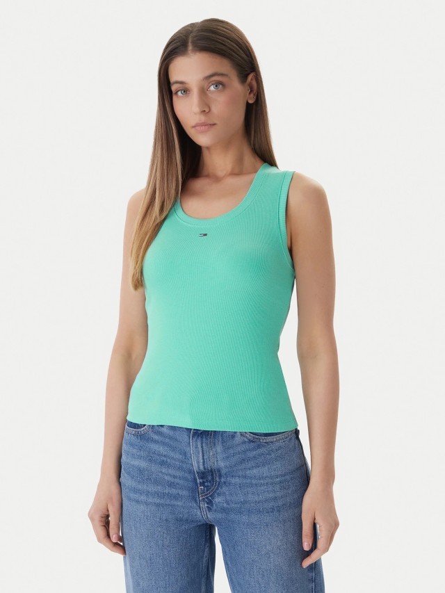 Tommy Hilfiger Tjw Essential Rib Tank Ext Γυναικεία Μπλούζα Τιρκουαζ